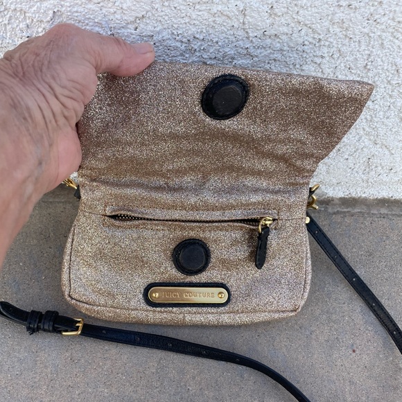 Juicy Couture Gold Sparkle cross body clutch purse handbag - Picture 3 of 8